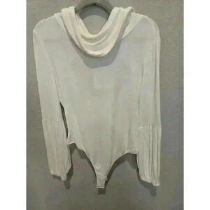 BB Dakota Women's Ivory Cowl Neck Long Sleeve Bodysuit Size L